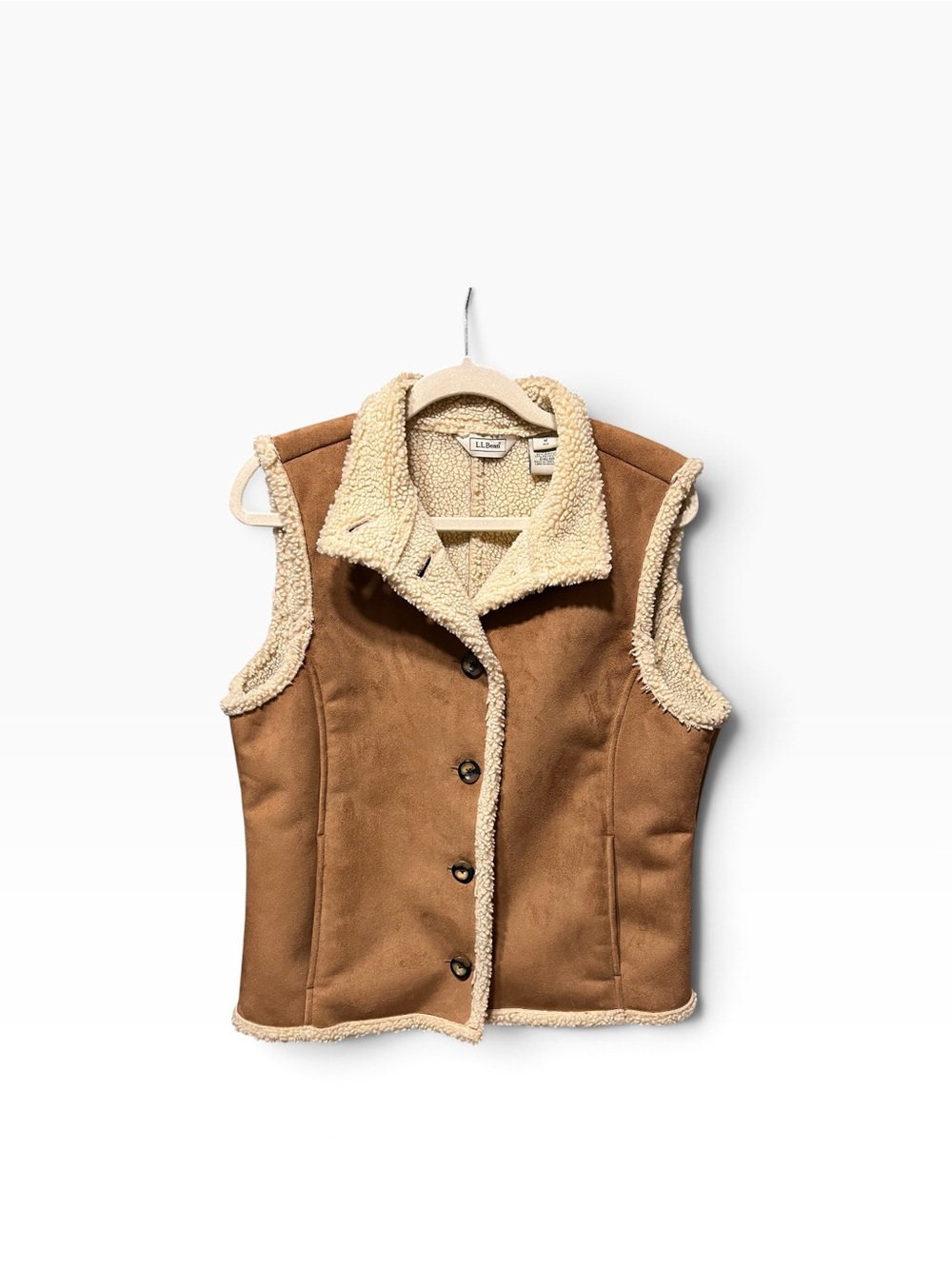 Vintage L.L. Bean Faux Suede Sherpa Lined Vest M